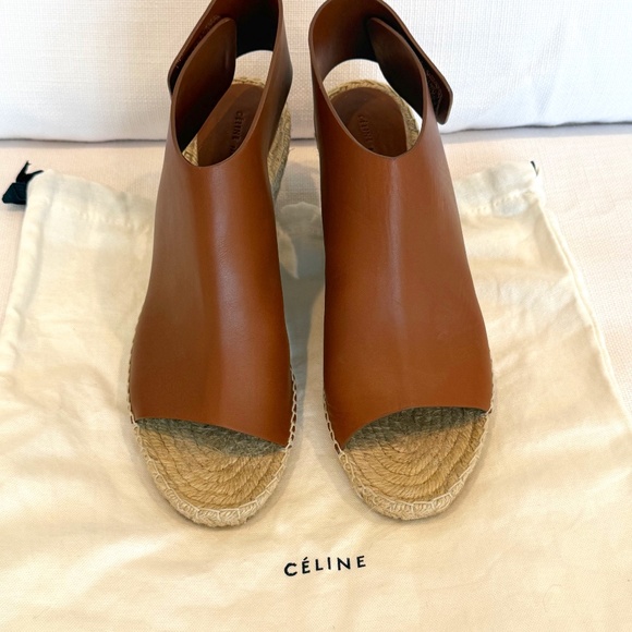 Celine Leather Wedge Espadrille, Size 41, Chestnut Brown - Picture 1 of 7